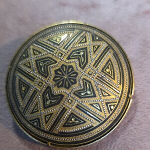 Vintage Damascene Medallion Brooch